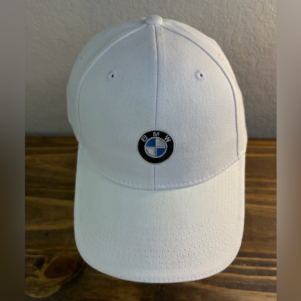 BMW Embroidered White Adjustable Strapback Hat Cap Unisex Adults NEW No Tags